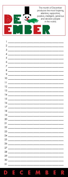 Birthday of the Month Calendar